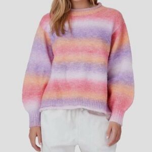 XiRENA Panorama Darcy multistripe wool blend mock neck sweater womens size Small